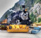 GIVLWF Papier Peint de 3D Train Rétro, Train à Vapeur à Travers La Vallée Papier-Peint Murs - pour Restaurant-Bar à Thème Décoration Murale 350 x 265 cm