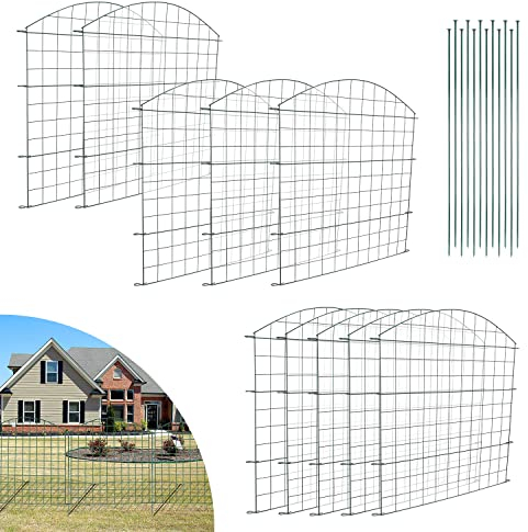 Lospitch Teichzaun Gartenzaun,Zaun Teich,Gartenzaun Metall,steckzaun,Freigehege, Teich, Zaun, Gitterzaun,gehege kaninchen (15 X, Oberbogen)