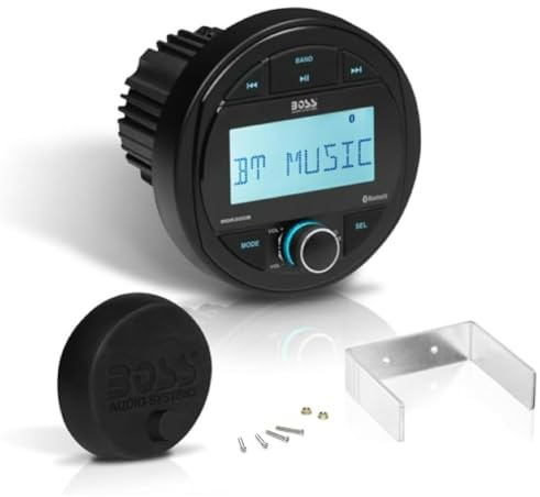 KIT SET PER BOSS AUDIO SYSTEMS MGR300B 1 stereo marino ricevitore AM/FM gauge digital media receiver bluetooth audio streaming waterproof per barca gommone mare, 1 pezzo + accessori di montaggio