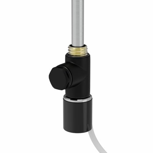 Warmehaus Electric Heating Element Black Towel Bathroom Radiators 1000W | Dual Fuel T Piece, End Plug, Cover Cap, Heated Towel Rail Warmer, 1m Cable, Energy efficient