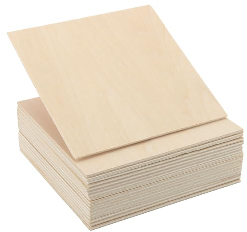 MAHIONG 60 PCS 100x100x2mm Basswood Sheets, 4 Inch Unfinished Blank Wood Squares, Thin Plywood Sheets for Crafts, DIY, Engraving, Laser Cutting and Wood Burning