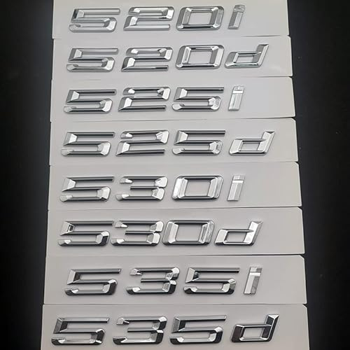 SCHAAN 3D ABS Coche Letras traseras Maletero Insignia Pegatina 520i 520d 530i 535i 535d 530d Emblema Logo Apto for BMW Letras E60 E39 F10 Accesorios Pegatinas de Coche (Color : Chrome Silver, Size :