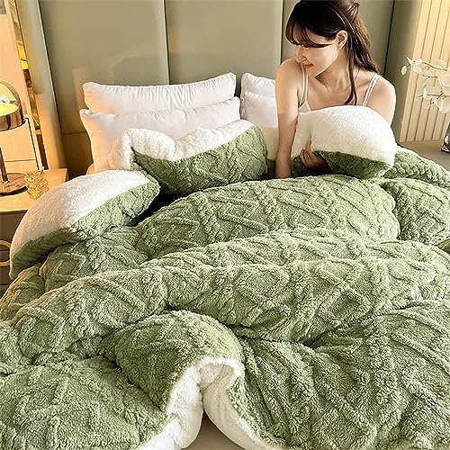 Mb Kaschmir-Winterdecke, superweiche, luxuriöse, Flauschige Winterdecke aus Lammsamt, verdickte, warme Anti-Allergie-Wolldecke, doppelseitige, atmungsaktive Kaschmirdecke, grün, 15