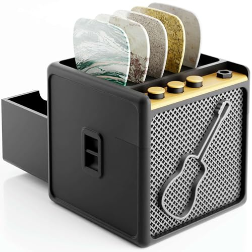 HOTCAN Guitar Pick Display Holder | Guitar Pick Display for 2mm Picks | Stylish & Practical Bass Picks Organizer for Home, Studio, Classroom | Ideal Music Gift for Musicians, Men, Women, Teens (Black)