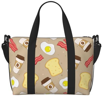 Novastar Sac fourre-tout pour ordinateur portable pour femme, travail, café, bacon, œufs, toast, week-end, voyage, sac de sport pour homme et femme, sac de voyage à bandoulière pour femme et homme