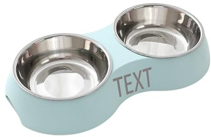 CQSXM Futterstation mit Name Personalisiert für Hund oder Katze, Futter-Napf Katze doppel Rutschfester Futternapf - mit abnehmbaren Näpfen 2 Edelstahl Fressnäpfe x 250ml (Grün)