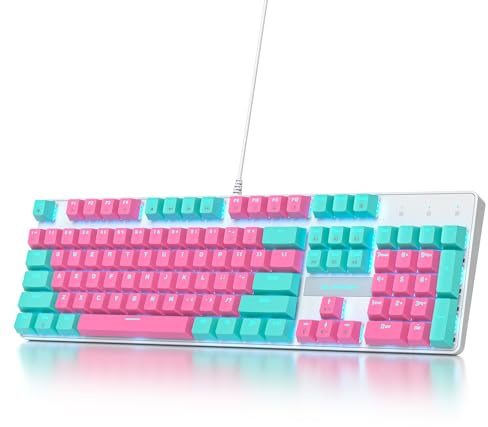 SbocKeeb V200 Tastiera da gioco RGB, tastiera meccanica cablata da 104 tasti full size, tastiera cremosa con tastierino numerico, interruttore rosso lineare NKRO tastiere full size Americana QWERTY