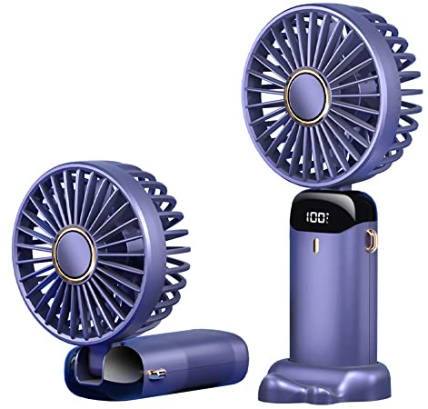 ciciglow Persönliche Kühlung, Handventilator mit Einstellbarer Windgeschwindigkeit, LED-Bildschirmanzeige, Lange Akkulaufzeit, Kleiner Taschenventilator für Persönliche Kühlung (PURPLE)