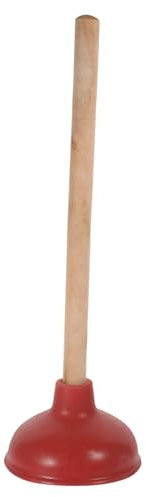 Uonlytech Desatascador para Baño Mango De Madera De 14 Pulgadas y Ventosa De Goma Roja, Potente para Inodoros y Desagües, Herramienta Resistente Adecuado para Destapar Baños