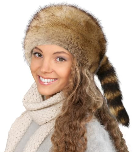 ISAKEN Winter Warm Mütze, Niedlich Plüsch Neuheit Waschbär Hüt Winter Warm Flauschig Pelzigen Hut Damen Winter Plüschmütze für Skaten Radfahren Outdoor Aktivitüten