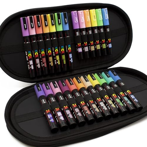 Posca - PC-5M / PC-3M / PC-1M - Paint Marker Art Pens - Vitrine von 24 - Das Pastell-Geschenkset, sortierte Pastellfarben