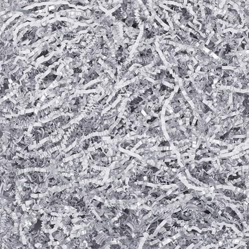 SOFPLATE 2 Sets 7oz Silver Crinkle Cut Paper Shred Filler Basket Filling Paper Wrinkle Confetti Box Gift Wrapping Shipping Filler for DIY Wedding Christmas Birthday Mother's Day Packing Gift Decor
