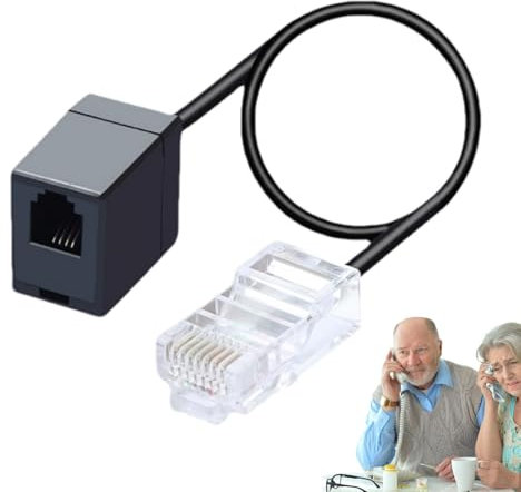 Moreeulsi RJ45 to RJ11 Adapter - 14-Inch Portable RJ45 to RJ11 Couplers | 8P4C to 6P4C Phone Lines Adapter, Telephone Connector Cable for Routers, Modems, Telephones