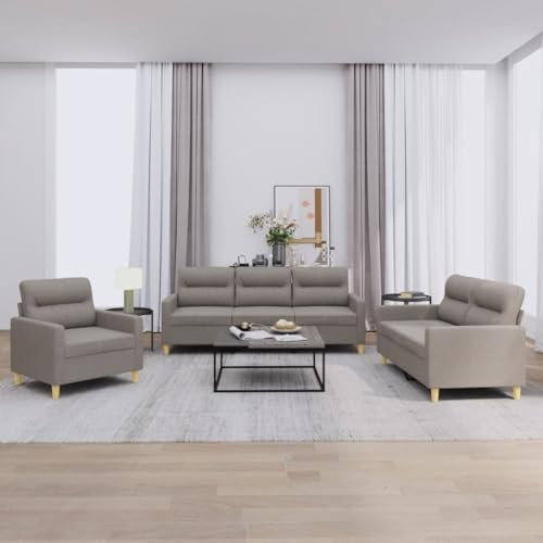 LAPOOH 3-TLG. Sofagarnitur mit Kissen Taupe Stoff, Sofas & Couches, Sofa Wohnzimmer, Sofa Für Jugendzimmer, Relaxsofa, Sofa Für Schlafzimmer, Polstersofa - 3201543