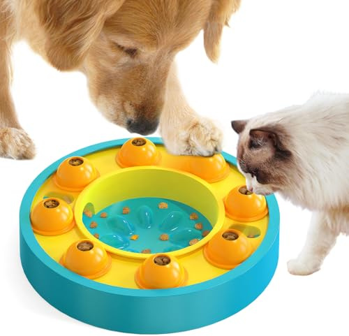 Yirochan Juguetes interactivos para perros para alimentador lento, rompecabezas 2 en 1, dispensador de golosinas para perros, gatos, comederos de rompecabezas para perros, entrenamiento de coeficiente