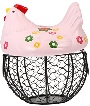 ABOOFAN Egg Storage Basket Iron Art Hen Shape Sturdy Large Capacity for Kitchen Restaurant Home