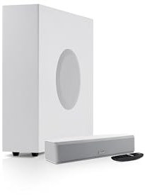 Teufel CINEBAR ONE+ Soundbar 2.1 Sistema audio ultracompatta con subwoofer salvaspazio, Dolby Audio, Bluetooth, HDMI ARC CEC, pannello touch (Bianco)