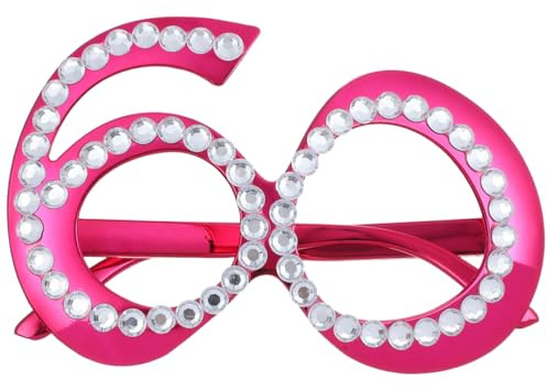 Amosfun 60 Geburtstag Brille Digital Mit Strasssteinen Kunststoff Partybrille Lustig Für Jubiläumsfeier Und Foto Requisite