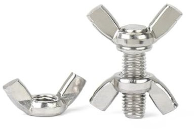 Generisch 304 Edelstahl Schmetterling Flügelschraube Mutternsatz Flügelkopf Rändelschraube Klaue handfest Schrauben DIN316 M3 M4 M5 M6 M8 M10(M4x16mm-5pcs)