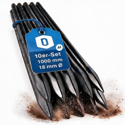 Dönges Schnureisen 10 STK. Ø18x1000 mm, Schnurpfahl aus Stahl | Robust, langlebig
