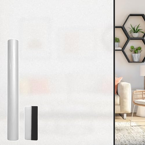 Frosted Glass Window Privacy Film - Heat Control Sun UV Blocking，Removable, Reusable, Opaque, Non Adhesive Static Cling Glass Stickers Door Coverings Decals for Bathroom Home Office