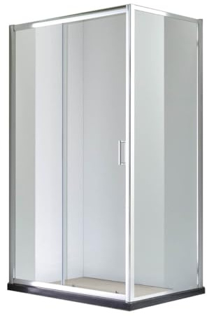 Box Doccia Angolare 80x120 cm con 1 Apertura Scorrevole e 1 Lato Fisso Vetro Temperato Trasparente 6mm Altezza 190cm Profili in Alluminio cromo