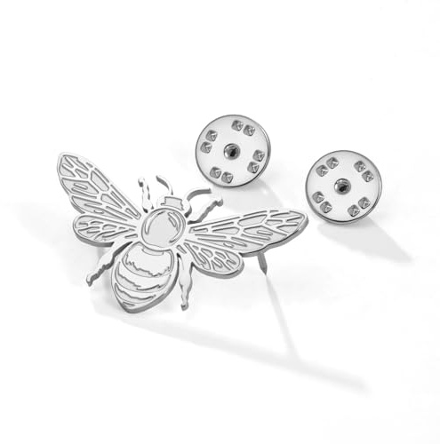 Broche vintage en forme d'abeille à double tête debout sur le thème des insectes