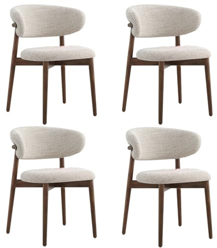 SJDUYD Sedie da pranzo in legno massello, set di sedie da pranzo ergonomiche moderne, sedie per soggiorni, hotel, ristoranti, sedie in tessuto, sedie imbottite 4 pieces