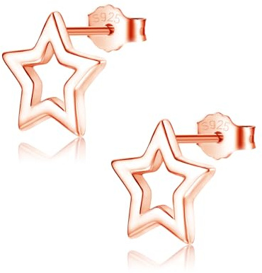 Hasnsofie Ohrstecker Silber 925 für Damen Mädchen, 925 Silber Ohrringe | Stern/Rund/Stab, Kleine Einfach Stecker, Hypoallergen Schlafen Knorpel Stecker Kind, Ohrschmuck mit Box, Geschenk zur Feier