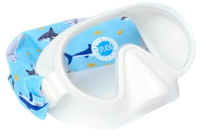 Splash Place Kids Swimming Mask with Fabric Strap - Shark Attack | Childrens Swim Goggles with Nose Cover, Hypoallergenic, No More Tangled Hair - Youth Swim Snorkel