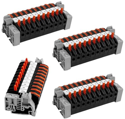 Agmoctz Confezione da 40 morsetti per guida DIN, 0,08 – 4 Mm² – 211, morsettiera nera, blocco di collegamento elettrico, facile installazione