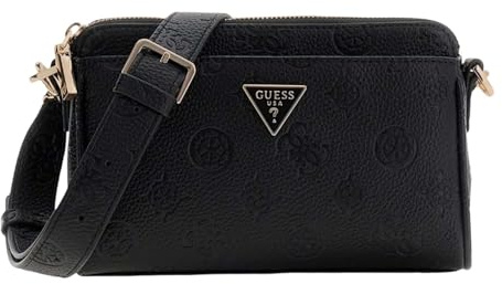 GUESS borsa a tracolla Cresidia II Mini Xbody Top Zip Bag Black Logo nero