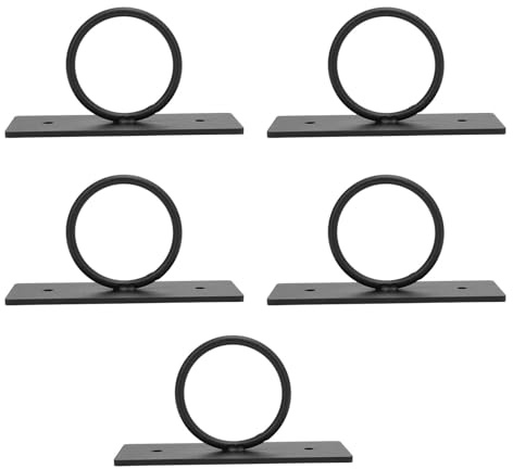Lot de 5 Supports de Clôture en Corde, Supports de Corde Décoratifs, Crochets d'ancrage de Plafond en Acier Inoxydable 304 avec Support Mural, Idéal pour Suspendre des Plantes, Noir
