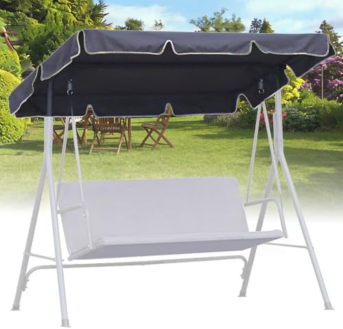 AZVFLY Gartenschaukel für Erwachsene Hollywoodschaukel Dachbezug: Outdoor Reißfest UV Schutz 420D Oxford Gewebe Grau Wetterfest Schutzhülle Moderner Hollywoodschaukel Ersatzdach 3 Sitzer (210 * 145)