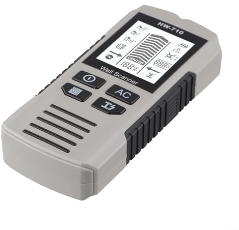 Scanner mural portable détecteur de métaux avec écran LCD, capteur de balayage profond en bois 6 en 1 pour projet de bricolage à domicile, fonctionne avec piles (gris)
