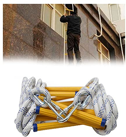Échelle de corde d'évacuation incendie 12 m, résistante aux flammes, échelle de sécurité d'urgence avec crochets, portable et durable pour un sauvetage rapide, idéale pour la maison et le bu