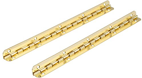 Long Brass Plated Piano Hinges | 7-1/2 Long | 90 Degree Stop | Pack of 2 | Humidor, Box, Case Hinges | SH4-SB (1)