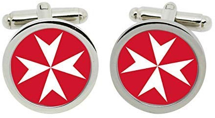 Gift Shop Sovereign Militaire Ordre de Malte Boutons Manchette en Chrome Boîte