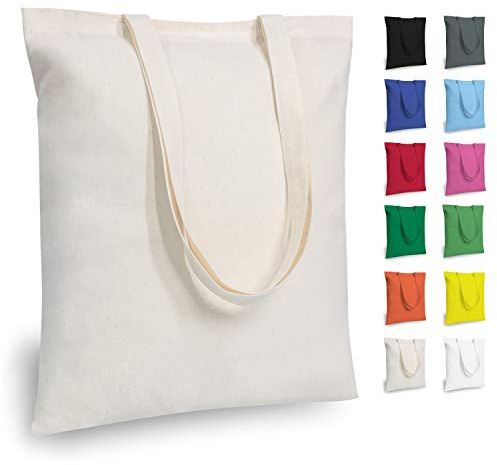 TOPDesign 12-Pack Economical 16x15 Cotton Tote Bags, Lightweight Medium Reusable Grocery Shopping Cloth Bags, Suitable for DIY, Advertising, Promotion, Gift, Activity