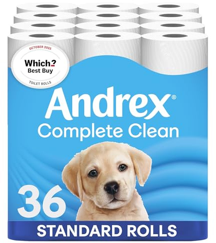 Andrex Complete Clean Toilet Roll - 36 Toilet Rolls, Bulk Buy | Complete Clean, Complete Confidence and endorsed as a Which? Best Buy
