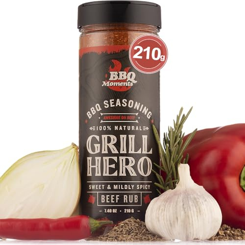 BBQ Moments Epices pour Barbecue pour Grill Viande, Carpaccio Boeuf, Viande Hachée, Steack, Saucisson, Poudre Epices et Assaisonnements Grillade, 210g (7.40 Oz)