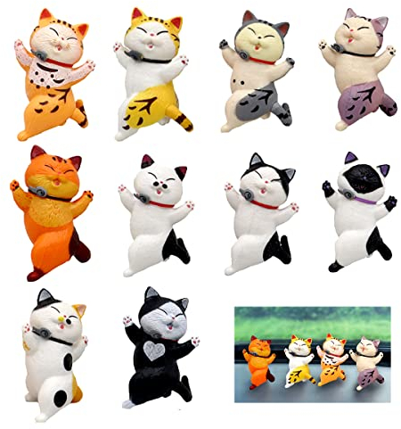 XiXiRan Miniatur Katze Figuren*10, Katzenfiguren Kinder, Katze Figuren Klein, Katzenfiguren Desktop Ornamente, Realistische Tierfiguren, Miniatur Pet Spielzeug Ornamente,Geschenk für Katzenliebhaber