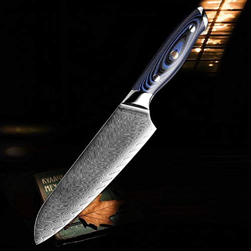 Damasco Chef Cuchillo Profesional Japón Cleaza Bañón Gyuto Cuchillo de cocina Herramienta de cocción Exquisito Plum Rivet Mango Cuchillo de cocina (Color : Santoku Knife)