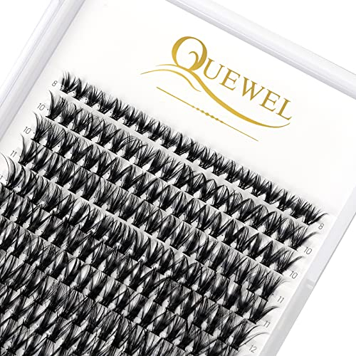 Wimpern Einzeln QUEWEL Individuelle Falsche Wimpern für Augen Make-up 40D 0.07 D Curl Mix 8-14mm Künstliche Wimpern DIY Cluster Wimpern Individual Lashes Wimpernbüschel Wiederverwendbar(40D-D)