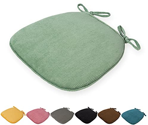 DOTBUY Velvet Chair Cushions With Ties and Zipper Removable Covers Non Slip Seat Pads Dining Garden Office Chair Indoors Outdoors (Light Green,43x41x35cm)
