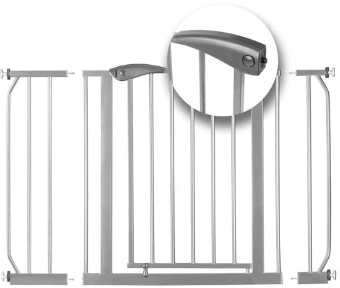 Nukido Treppenschutzgitter Ohne Bohren Türschutzgitter 90° Stop Türgitter Baby Kinder Kindergitter Schutzgitter Breite Verstellbar 75-115 cm Grau 115 x 78 cm