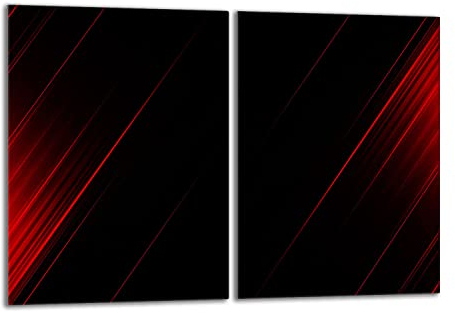 Herdabdeckplatten Set 2x40x52 cm Ceranfeld Abdeckung Glas Spritzschutz Abdeckplatte Glasplatte Herd Ceranfeldabdeckung Deko, Schwarz Rot