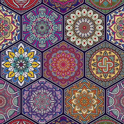 HEKO PANELS Stoff Oxford Wasserdichte Meterware Canvas-Stoff Polyester Stoff Zum Nähen Nähstoffe Dekostoffe Wasserabweisend Blickdicht Mandala 1 Meter 155 x 100 cm