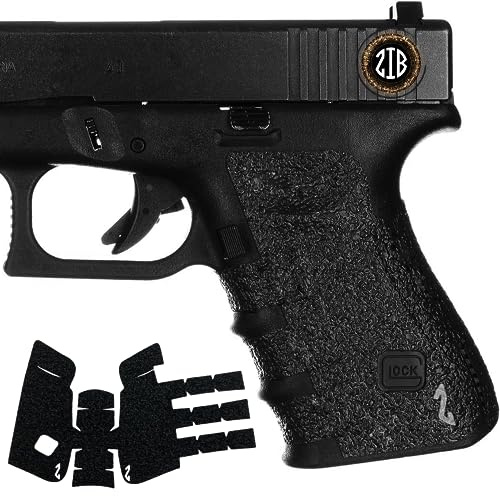 ZIB GRIPS Selbstklebendes Pistolengriffband, kompatibel mit Glock 19, 23, 25, 32, 38 | Gen 3, 2 oder 1 | Gummi schwarz, Glock-Zubehör, Pistolengriffe kompatibel mit Glock, für ultimativen Komfort und