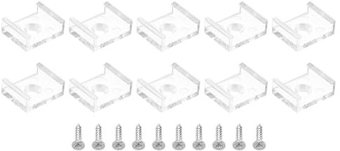 PATIKIL LED Streifenlicht Clips, 50er Pack Montagehalterung Befestigungsclips aus Kunststoff mit Schrauben LED Streifen Clips für 15mm Neon RGB Lichtkabelband, Transparent